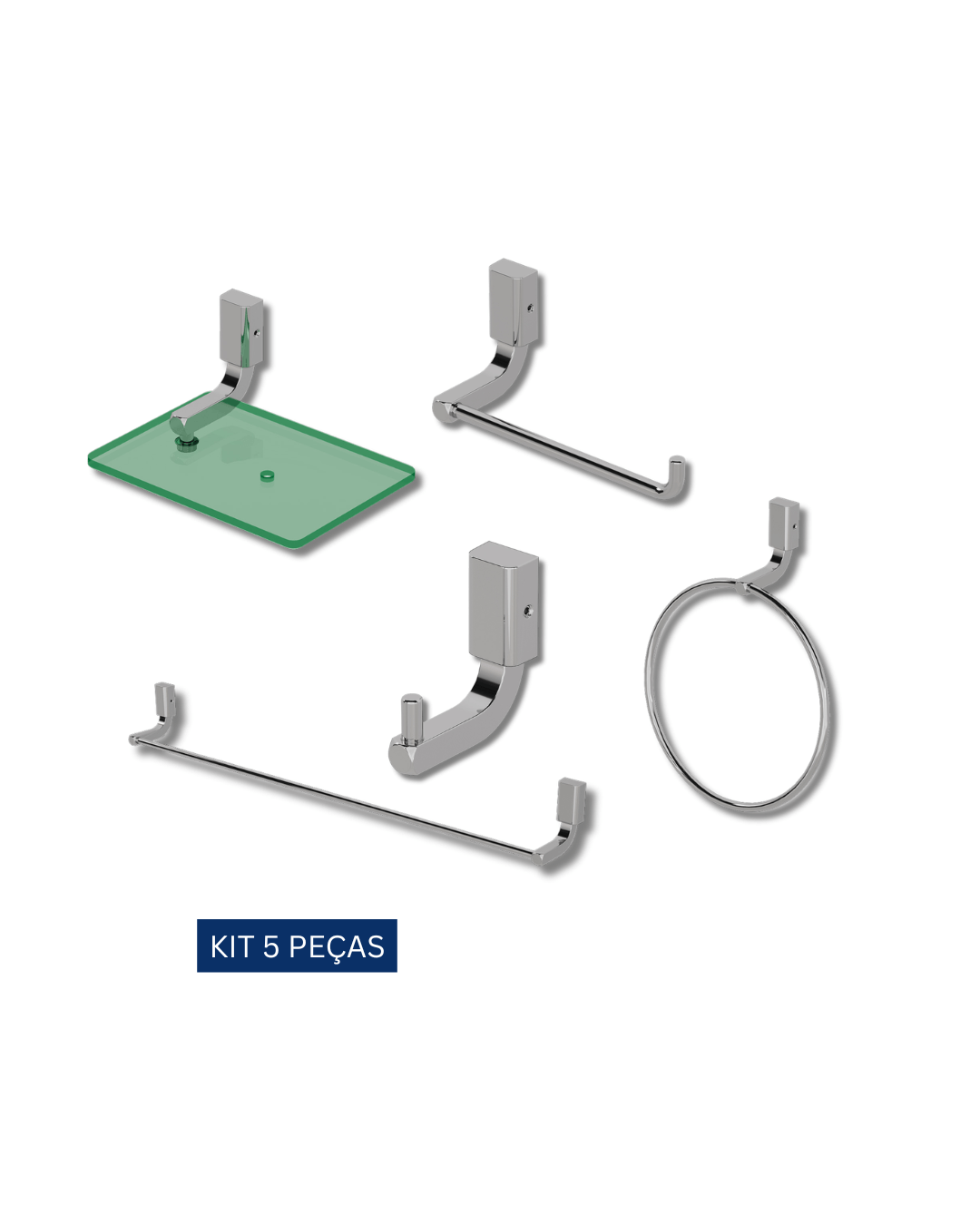 Kit Acessórios para Banheiro C12 5 Peças Cromado Fani